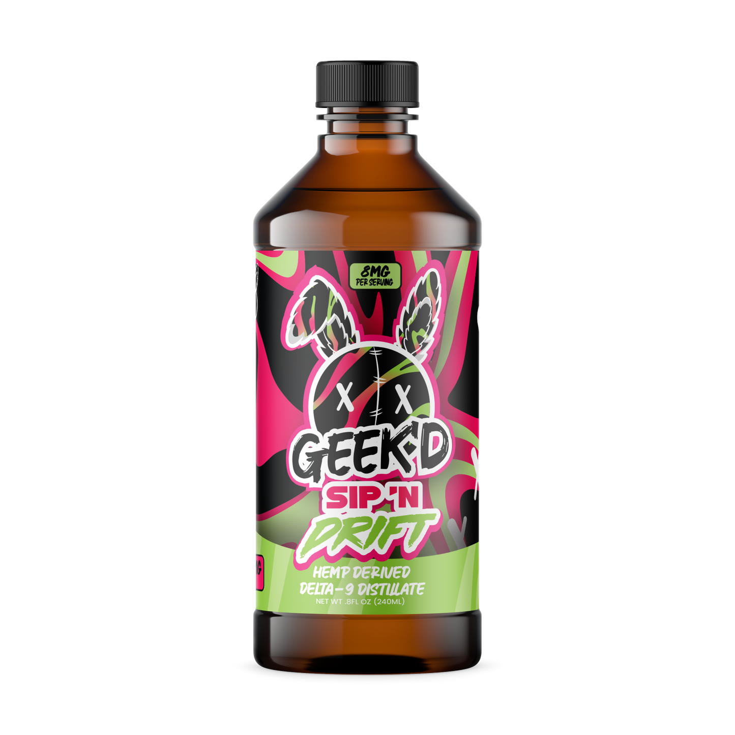 GEEK'D | D9 Hemp Syrup - 800mg : KIWI STRAWBERRY